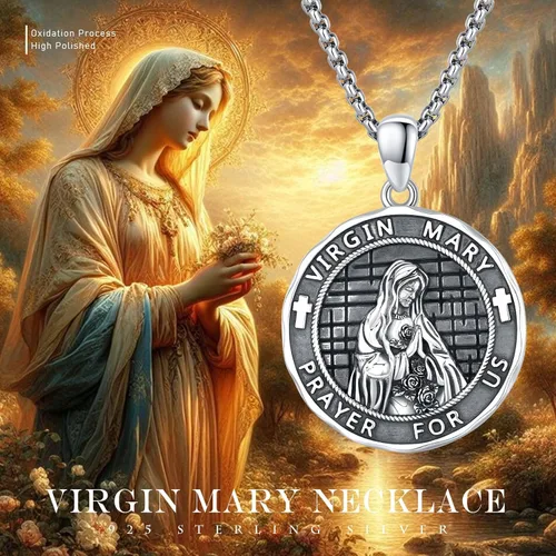 Miniatura 331 de Collar con colgante de plata de ley 925 con medalla de San Patrón, joyería religiosa para hombres y mujeres, con cadena de acero inoxidable 316L