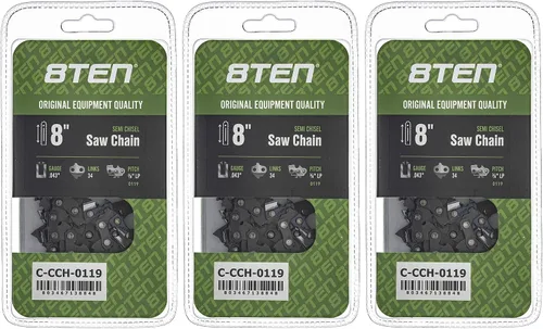 Miniatura 127 de 8TEN Cadena de motosierra semi cincel de 6 pulgadas .050 1/4 42 DL para Worx WG320 Black & Decker LLP120 (paquete de 3)