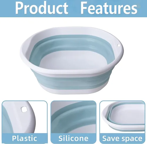 Miniatura 4 de Bañera de pies portátil para piscina, plegable, lavabo de pies para piscina, accesorios para piscinas sobre el suelo (baños azules)