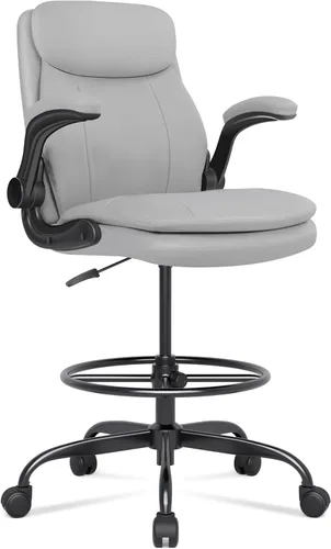Miniatura 7 de Silla de Dibujo de Cuero Misolant, Silla de Oficina Alta para Escritorio de Pie, Silla Ejecutiva de Oficina Alta con Altura Ajustable y Reposabrazos