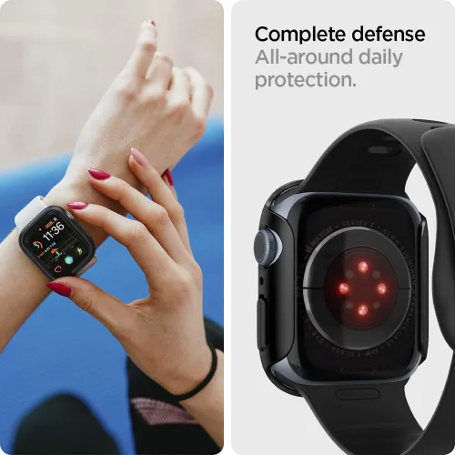Miniatura 5 de Spigen Thin Fit Diseñado para Apple Watch Case Series 9/8/7 45mm Funda ligera de PC rígida - Negro