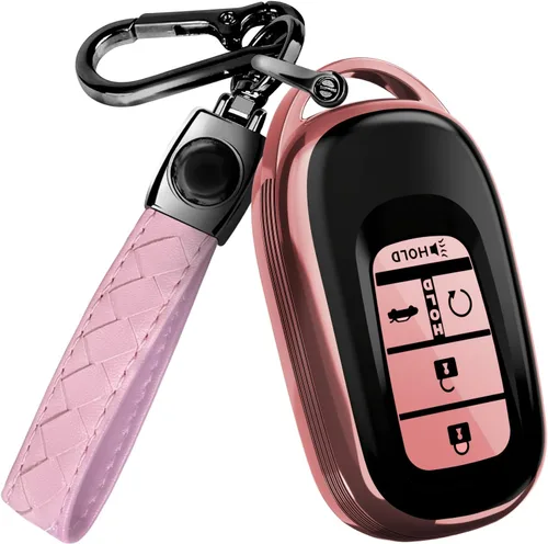 Miniatura 14 de Lucrum Compatible con funda para llavero Honda y llavero de cuero - Estuche de llavero de TPU para Accord Civic CR-V HR-V Pilot Ridgeline SE LX