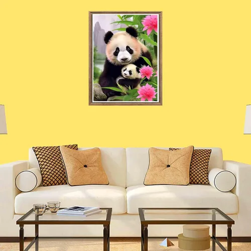 Miniatura 4 de Bimkole Kits de arte de diamantes 5D para adultos, panda, taladro completo, flores, animales, bricolaje, diamantes de imitación, juego de bordado