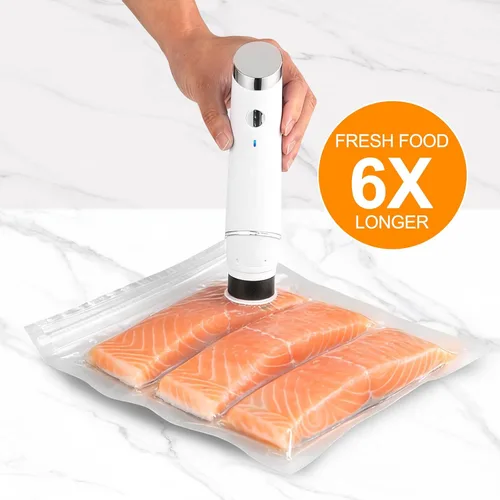Miniatura 7 de Sellador al vacío compacto para alimentos (máquina selladora al vacío portátil + 10 bolsas reutilizables) compacto ahorrador de alimentos de mano