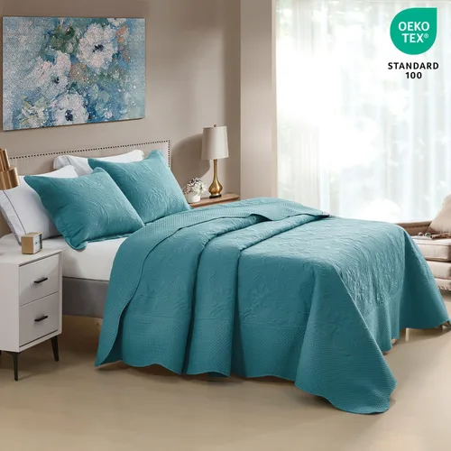 Miniatura 2 de CHIXIN Juego de colcha de tamaño matrimonial - Funda de cama ligera - Acolchado ultrasónico - Colcha reversible de 4 piezas - Patrón de rosa vintage