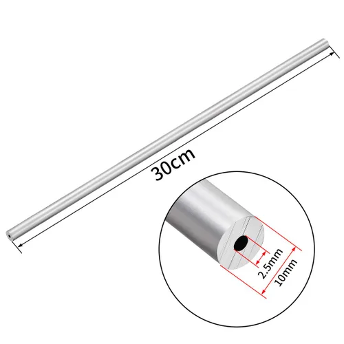 Miniatura 2 de uxcell 4 unids 6063 tubo recto redondo de aluminio sin costura 1 pies longitud 0.0975 pulgadas ID 0.39 pulgadas OD