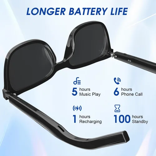Miniatura 6 de Lentes inteligentes – Lentes de sol con Bluetooth fotocromáticos y anti luz azul, protección UV, llamadas manos libres y audio, asistente de voz