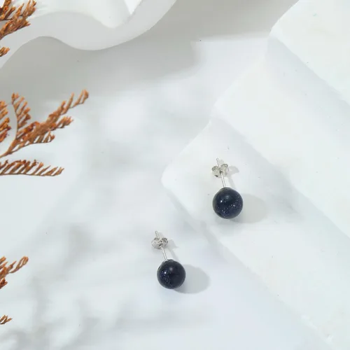 Miniatura 121 de Natural Stone Stud Earrings for Women 8mm Sterling Silver Genuine Gemstone Earrings Handmade Sterling Silver Crystal Stud Earrings for Women