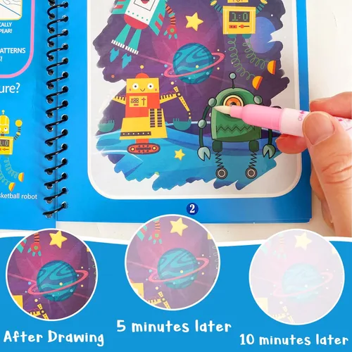 Miniatura 4 de Dduolammng Paquete de 12 Libros para Colorear con Agua, Libro de Pintura con Agua Reutilizable para Niños Pequeños, Kits de Aprendizaje Educativo