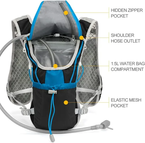 Miniatura 4 de IX INOXTO - Mochila de hidratación para correr con bolsa de agua de 1.5 litros (50 onzas) para hombres y mujeres, mochila de agua ligera