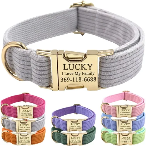 Miniatura 15 de PETDURO Collar de perro personalizado en púrpura claro de luxo suave - Cordón de cordero - Collar personalizado con nombre y teléfono grabados