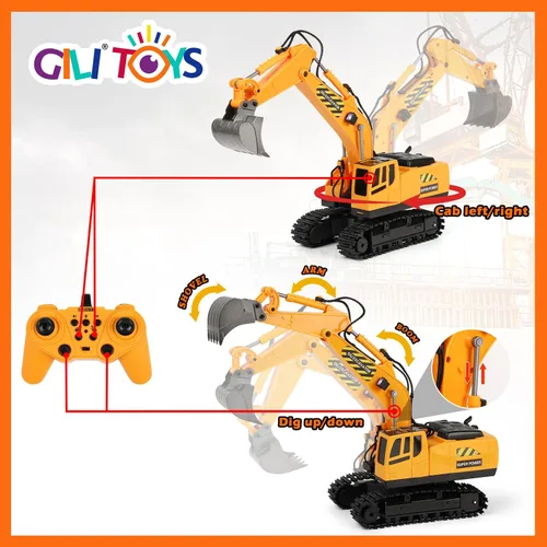 Miniatura 5 de RC Toys Construction Excavator Car: regalo de cumpleaños para niños y niñas de 4, 5, 6, 7, 8, 9 años o más, juego de vehículos de arena para niños