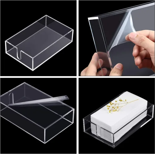 Miniatura 4 de Servilletero acrílico para mesa de cóctel, servilleta transparente para bebidas, cuadrado, rectangular, para cena, cocina, baño, restaurante, bar