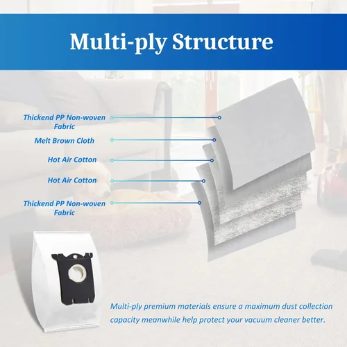 Miniatura 4 de Paquete de 10 bolsas de repuesto para aspiradora compatibles con Electrolux S Bag Classic EL200F EL8500