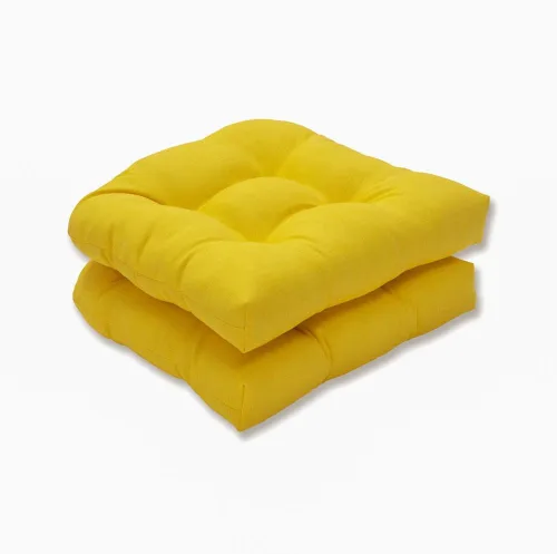 Pillow Perfect 550435 - Cojines de asiento acolchados para exteriores/interiores Fresco (respaldo redondo), 19 x 19 pulgadas, amarillo, 2 unidades