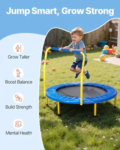 Miniatura 9 de VEVOR 3FT Trampoline for Kids, 36" Trampolines Indoor/Outdoor Trampoline for Toddlers, Foldable Mini Baby Jump Toy with Foam Handle, Recreational