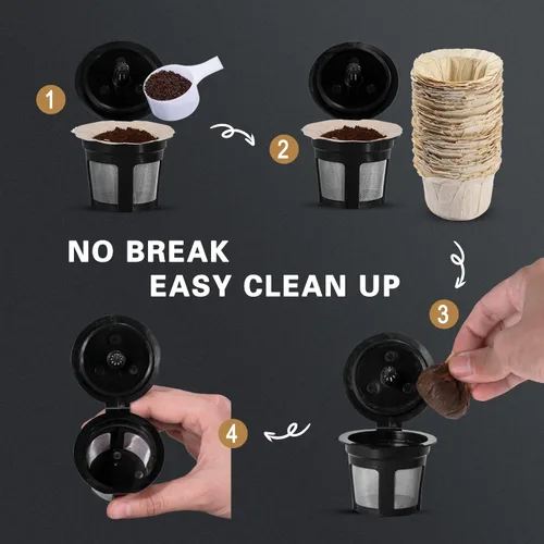 Miniatura 5 de 300 filtros desechables K Cup, papel de filtro de café para cafeteras Keurig de una sola porción 1.0 y 2.0, uso con cápsulas K Cup reutilizables