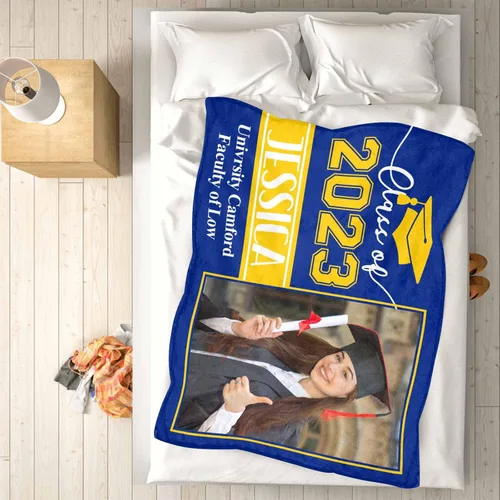 Miniatura 5 de YESCUSTOM Manta de graduado personalizada con collage de fotos, manta de fotos personalizada para graduados de clase de 2023, manta personalizada