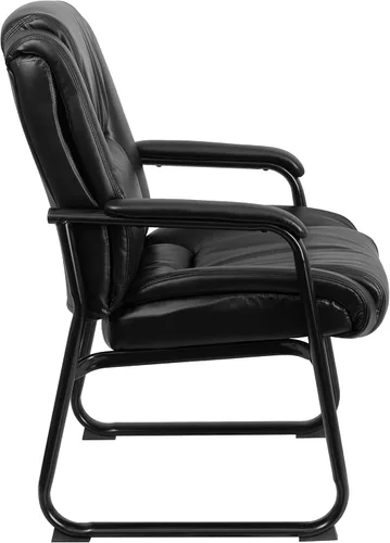 Miniatura 6 de Flash Furniture LeatherSoft - Silla de recepción ejecutiva con reposabrazos acolchados y base de trineo, silla lateral tapizada para sala de estar u