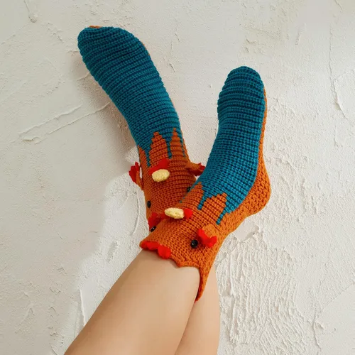 Miniatura 3 de Calcetines divertidos de animales para niños y adultos, calcetines de punto de tiburón de dibujos animados, calcetines de piso de animales