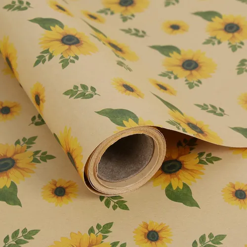 Miniatura 43 de Aimyoo - Rollo de papel de regalo floral kraft - Rollo jumbo - 30 pulgadas x 33 pies - Papel de regalo vintage con flores para todas las ocasiones