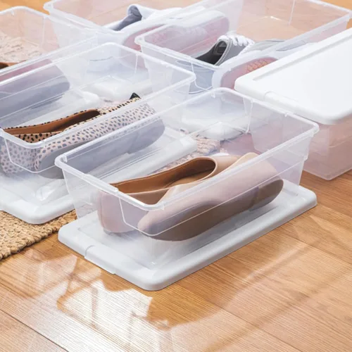 Miniatura 4 de Sterilite - Paquete de 12 cajas de almacenamiento apilables con tapas a presión; contenedor organizador de plástico resistente para armario, baño