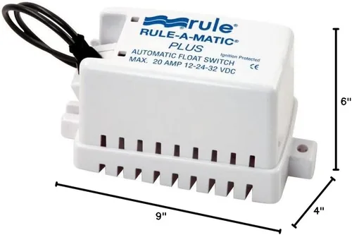Miniatura 2 de Rule 40A Rule-A-Matic Plus - Interruptor de flotador para bomba de achique, 12, 24 o 32 voltios, sellos herméticos a la humedad, blanco, pequeño