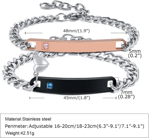 Miniatura 6 de MEALGUET - Pulseras magnéticas personalizadas para parejas de atracción mutua, pulseras de identificación trenzadas con nombre, conjunto de pulseras