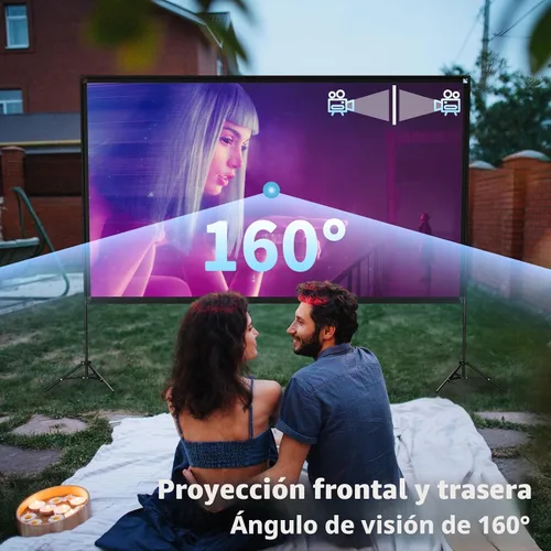 Miniatura 2 de VISULAPEX Pantalla de proyector con soporte de 120 pulgadas, pantalla de proyector portátil HD 16:9 4K HD para interiores y exteriores, pantalla