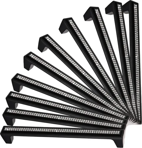 Miniatura 13 de LANC Tiradores de gabinete de cristal negro para cocina y baño, manijas de gabinete para dormitorio, pomo de gabinete negro mate brillante