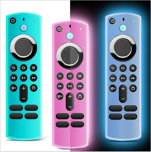 Paquete de 3 fundas protectoras de silicona ONEBOM para control remoto, funda de silicona | Brilla en la oscuridad (brillo rosa y brillo azul y azul