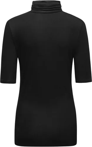 Miniatura 4 de OThread & Co. Camiseta de cuello alto de media manga para mujer, capa elástica básica, cómoda, cuello alto