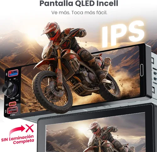 Miniatura 3 de Radio DIN individual estéreo para automóvil con Apple CarPlay y Android Auto, radio de coche con pantalla táctil InCell de 6.5 pulgadas con cámara