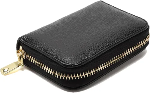 Miniatura 4 de Earnda Tarjeteros de crédito RFID de piel pequeña cartera para mujeres con cremallera monedero compacto, Negro_037, Cartera Rfid