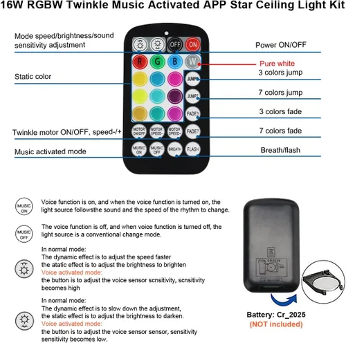 Miniatura 3 de AKEPO - Kit de luces de fibra óptica de 16 W, parpadeante, tamaño pequeño, controlada por música, 550 hebras, 9.8 pies + 0.03 pulgadas, aplicación