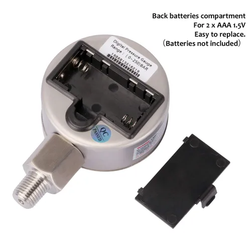 Miniatura 6 de MEASUREMAN Dial de 2-1/2", manómetro industrial hidráulico digital con montaje inferior NPT de 1/4", caja de acero inoxidable y conexión