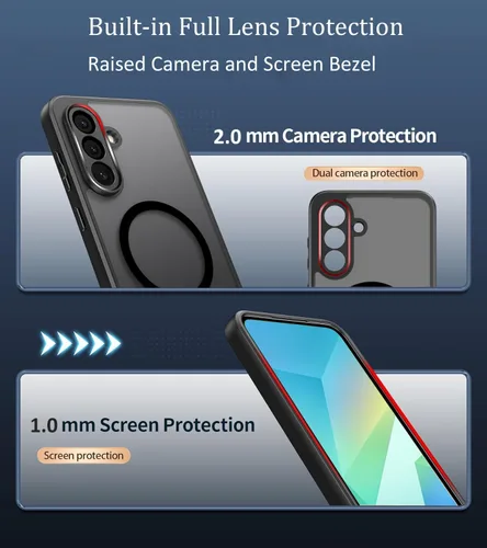 Miniatura 4 de HikerClub Funda magnética para Galaxy A16 (2024), compatible con cargador inalámbrico, ajuste delgado, Amti-Scratch, translúcido, mate, cubierta