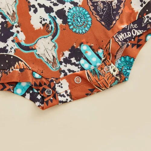 Miniatura 7 de Kayotuas Mameluco de manga acampanada para bebé niña con estampado de vaca floral con diadema para bebé