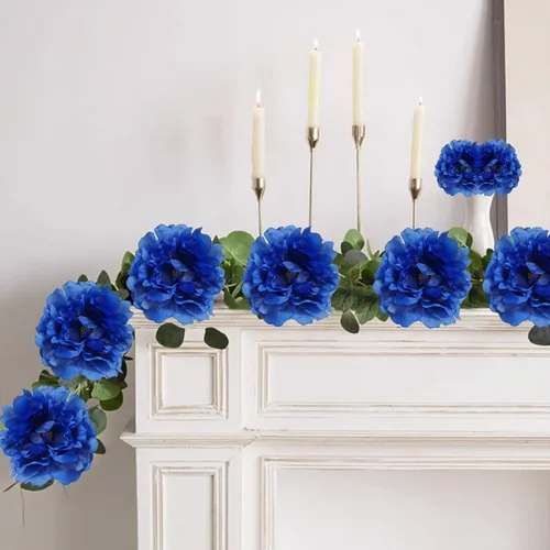 Miniatura 8 de 20 Piezas Flores Artificiales Peonías, Peonías Falsas de Seda de 5" con Tallos de 6" Sin Hoja, Flores de Peonías Sintéticas para Decoración