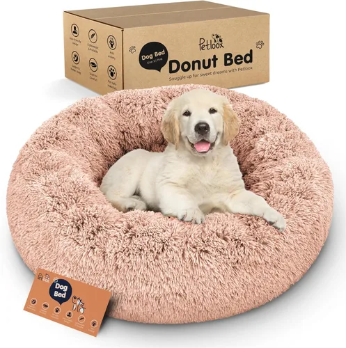 Miniatura 34 de Cama para perros con forma de dona, comodidad prémium para aliviar la ansiedad, diseño esponjoso y calmante con soporte ultra afelpado, acogedora
