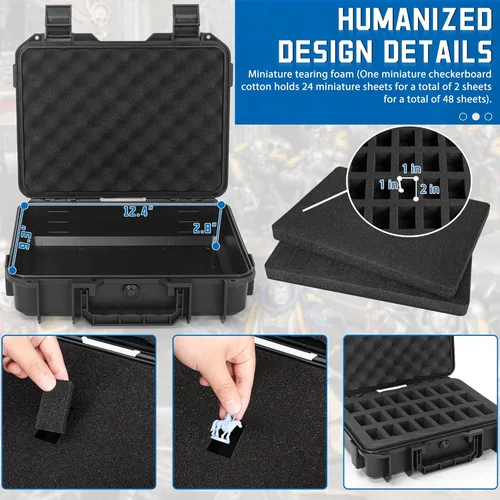 Miniatura 2 de TORIBIO Funda rígida para figura de almacenamiento en miniatura, 48 ranuras en miniatura, funda rígida resistente, compatible con D&D DND Minis y más