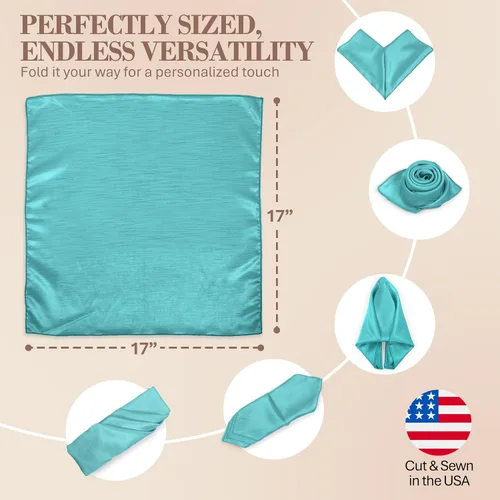 Miniatura 6 de Ultimate Textile -1 docena - Reversible Shantung Satin - Majestic - Servilletas de tela Majestic de 17 x 17 pulgadas azul caribeño