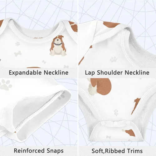 Miniatura 3 de vvfelixl Bodies para bebé niña negro Pug blanco manga corta algodón ropa de bebé para niñas 0-24 meses