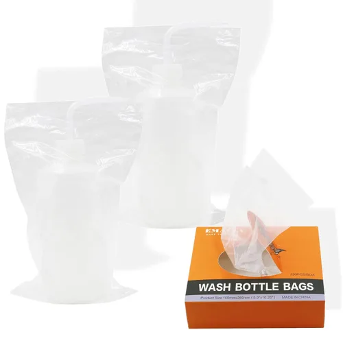 Miniatura 8 de Bolsas para botellas de lavado de tatuajes, 250 unidades, bolsas para botellas de tatuaje, bolsas de plástico para botellas de lavado, suministros