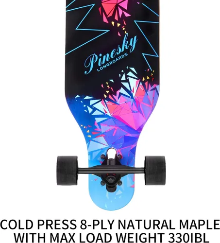 Miniatura 4 de Patineta longboard de 41 pulgadas, 8 capas, de arce natural, patineta completa para andar, cortar, hacer estilo libre y descender colinas