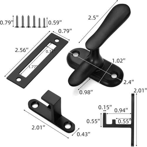 Miniatura 2 de Paquete de 2 pestillos de baño abatibles de 360 grados para puerta interior, 3 métodos de bloqueo de acero inoxidable para puerta de granero, Mate