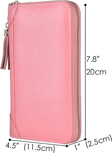 Miniatura 5 de Easyoulife - Monedero de cuero con cremallera, billetera portatarjetas para mujer, bloqueo RFID
