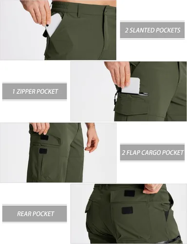 Miniatura 5 de MAGCOMSEN Pantalones cortos de entrenamiento para hombre, 7 bolsillos, secado rápido, 34, pantalones capri con bolsillos con cremallera, pantalones
