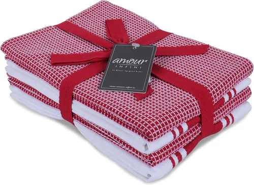 Miniatura 28 de AMOUR INFINI Toallas de cocina 100% algodón, paquete de 4, altamente absorbentes, de secado rápido, toallas de cocina a rayas de primera calidad