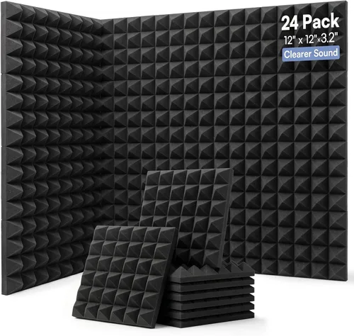 Miniatura 8 de GUERRI Paneles de espuma a prueba de sonido para paredes, paquete de 48 paneles de espuma acústica con autoadhesivos de 12 x 12 x 1 pulgada, paneles